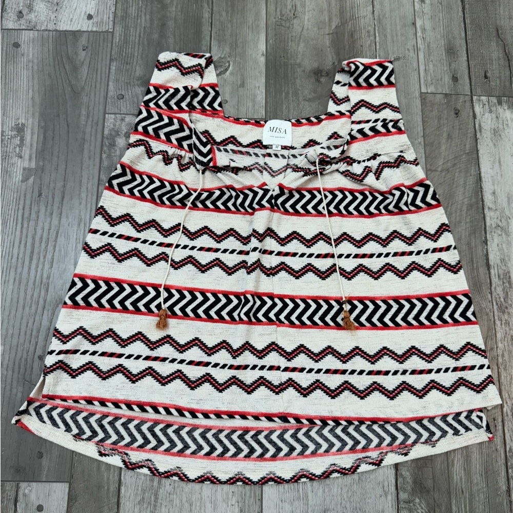 Misa Los Angeles Southwestern Aztec Tribal Tie V-Neck Tank Top Medium